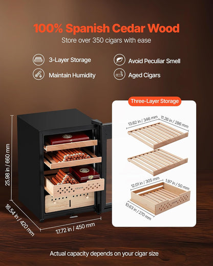 🌡️ Electric Humidor Cabinet – 400 Cigar Capacity with Adjustable Temp & Humidity Control 🍂🔒