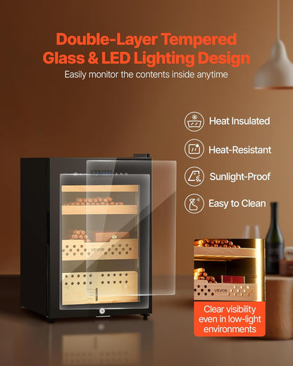 🌡️ Electric Humidor Cabinet – 400 Cigar Capacity with Adjustable Temp & Humidity Control 🍂🔒