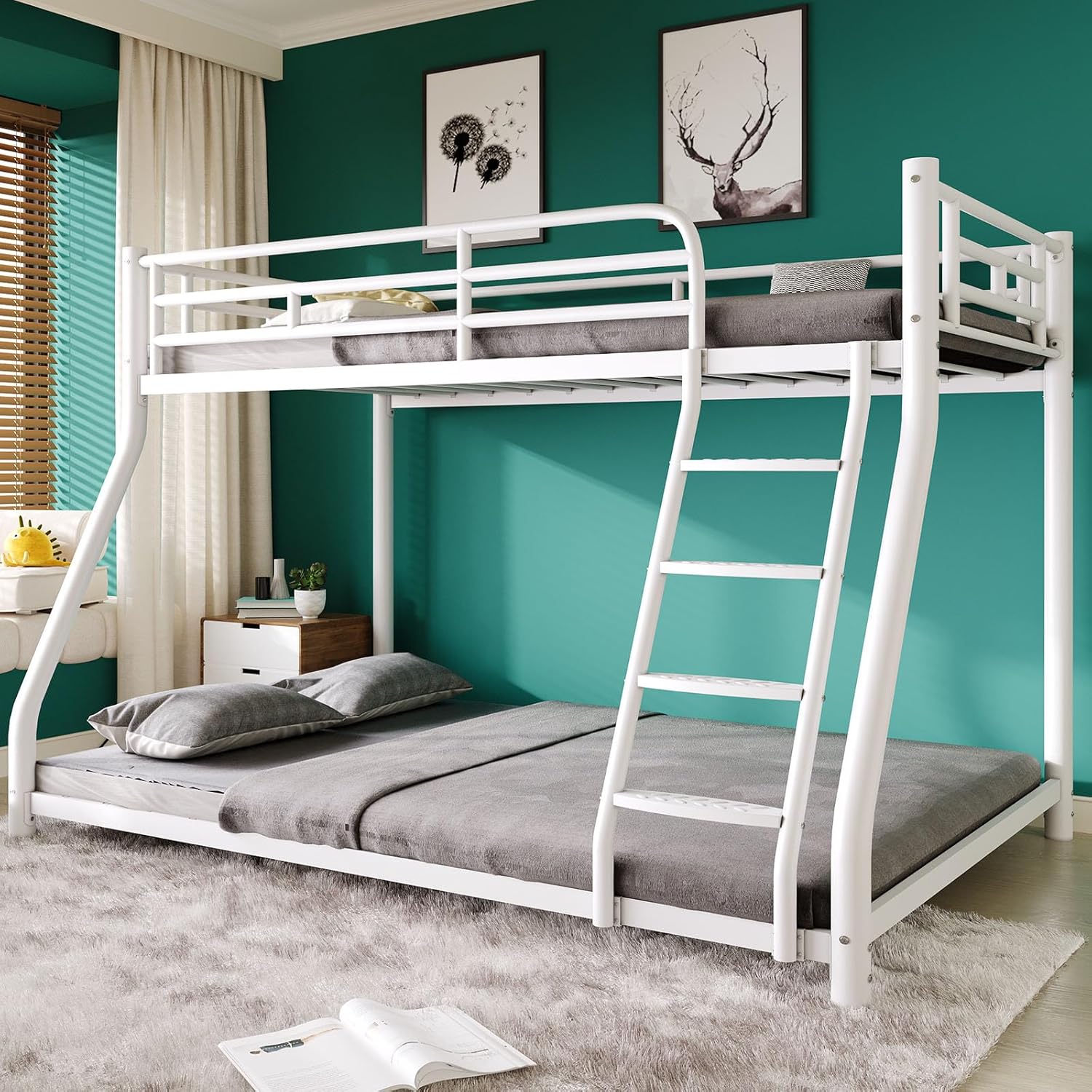 🛏️ Kids Bunk Bed with Removable Guardrail – Low Profile & Safe Sleeping for Children 🌈✨